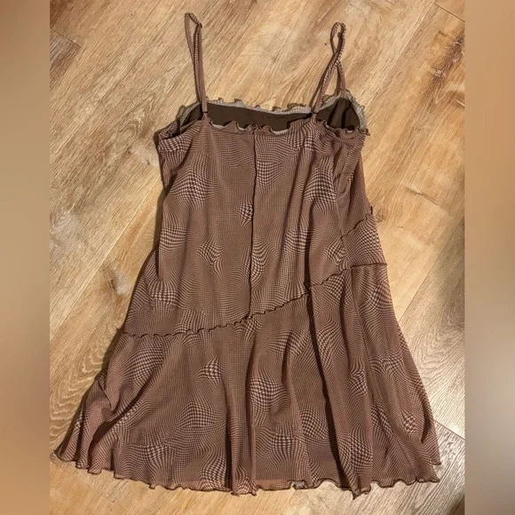 Festival abstract Y2K Mesh slip dress UO small raw hem Ruffle Dress *2 for 20* - Picture 13 of 14